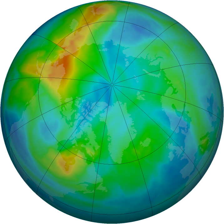 Arctic ozone map for 11 November 2013